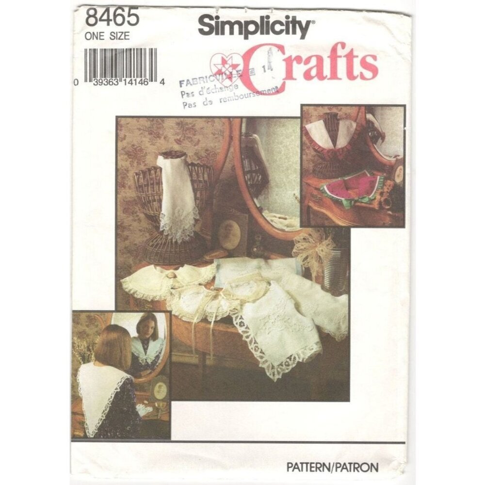 Simplicity Sewing Pattern 8465 Fancy Collars with‎ Transfer Lace